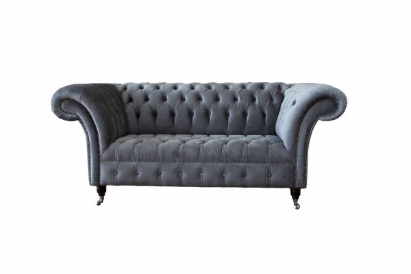 Česterfīldas sofa 3-vietīgā luksusa dīvāns. Dzīvojamā istaba Dīvāni Pelēka auduma dīvāns