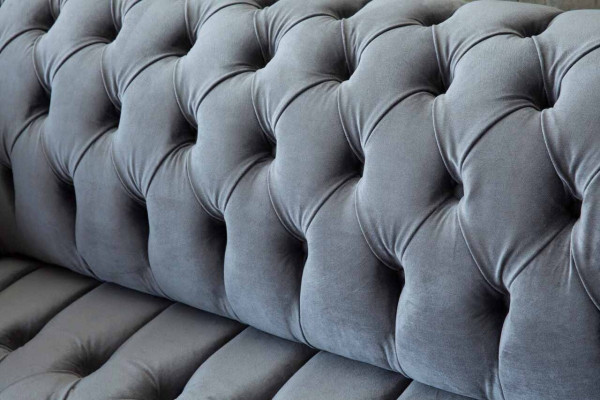 Česterfīldas sofa 3-vietīgā luksusa dīvāns. Dzīvojamā istaba Dīvāni Pelēka auduma dīvāns