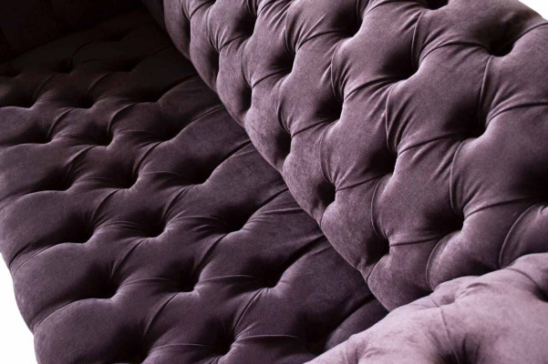 Chesterfield dīvāns ar lillā polsterējumu, tekstilmateriālu, divvietīgs, jauns.
