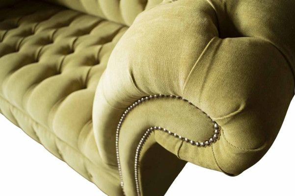 Divvietīga dīvāna sofa Greznības divvietīgais dīvāns dzīvojamistabai gaiši zaļš Chesterfield audums - jauns