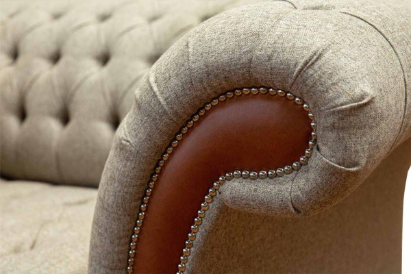 Chesterfield dīvāns Ar polsterīšu Sedītvieta 1,5-vietīgi dīvāni Klasiski Vienvietīgi Pelēki Jauni