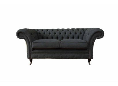 Chesterfield dīvāns 2 sēdvietas dīvāns pārklāšanās auduma dīvāns pelēks tekstils jauns