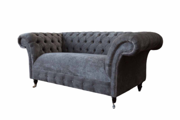 Chesterfield dīvāns, 2 vietu, polsterēts auduma dizains, luksusa dīvāni, tekstils.