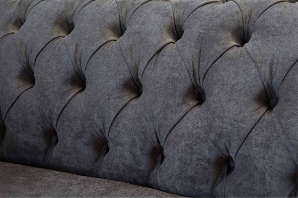 Chesterfield dīvāns, 2 vietu, polsterēts auduma dizains, luksusa dīvāni, tekstils.