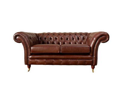 Chesterfield dīvāns Apkalposana ādas dīvāni Dīvāni Brūns divvietīgs Jauns