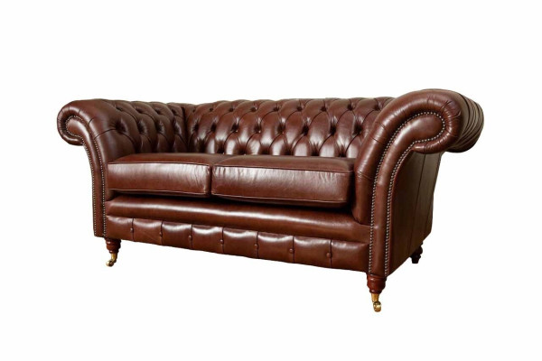 Chesterfield dīvāns Apkalposana ādas dīvāni Dīvāni Brūns divvietīgs Jauns