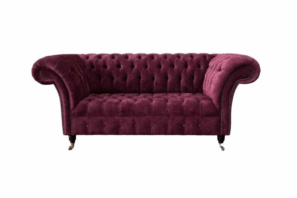 Dīvāns no augstvērtīga auduma Chesterfield dīvāna dīvāna sofa, divvietīgā rožu krāsa dizainā.