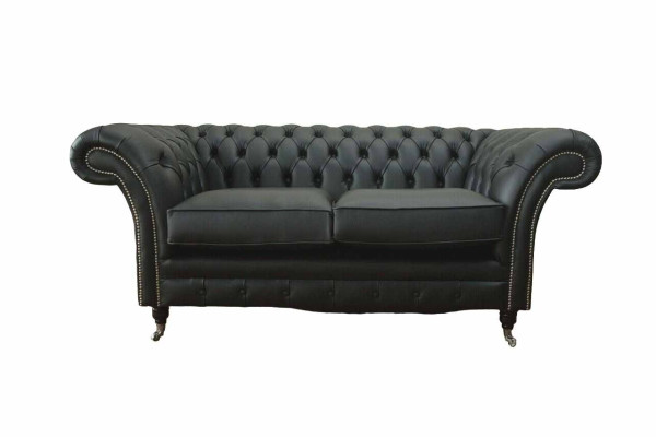 Dīvāns Luksusa Audums Chesterfield Sofa Dīvāni Polster 2 Situācijas Melns Āda