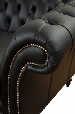 Dīvāns Luksusa Audums Chesterfield Sofa Dīvāni Polster 2 Situācijas Melns Āda
