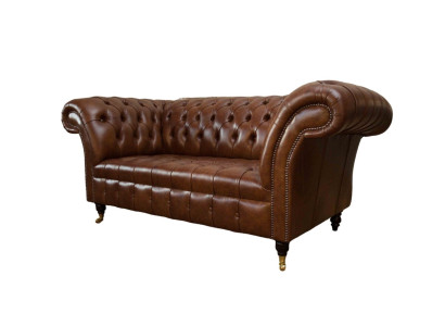 Luksusa dīvāns 2 sēdvietu dīvāns brūns ādas dizains mēbeles stilā pārklājums jauns
