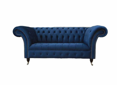 Angļu stilā Chesterfield biroja mēbeles komplekts dīvāns 2 vietas Royalblue
