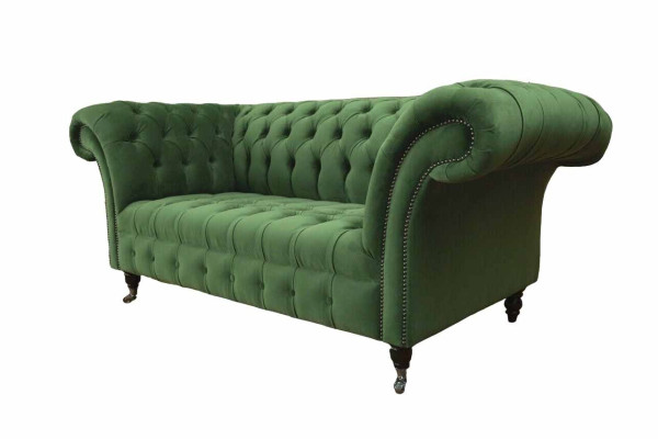 Chesterfield biroja mēbeles Iekārtas Dīvāns 2 vietas Tekstils Zaļš
