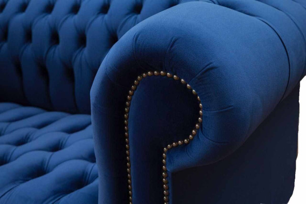 Chesterfield biroja mēbeles iekārtojums dīvāns kanapē divvietīgs tekstils zils