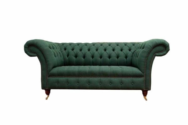 Chesterfield Sofa 2 Sitzer apolsterēts dīvāns Zaļš Luksusa auduma dīvāni Tekstils