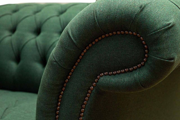 Chesterfield Sofa 2 Sitzer apolsterēts dīvāns Zaļš Luksusa auduma dīvāni Tekstils
