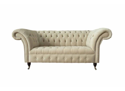 Divvietīgais dīvāns, polsterēts, divi sēdekļi, audums, luksusa Chesterfield, jauns.