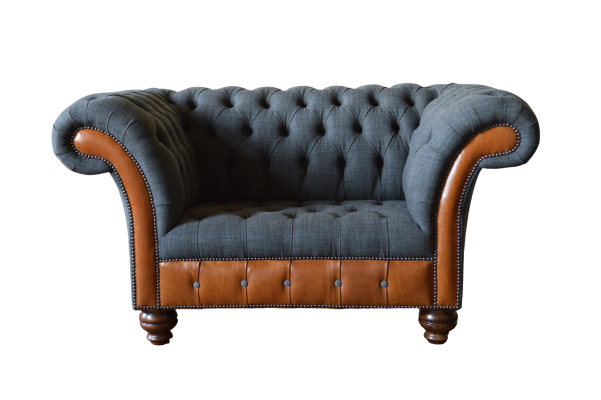 Krēsls 1 vietas sofa Polster dizaina luksusa auduma dīvāna Chesterfield tekstils