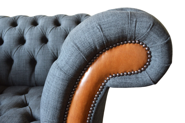 Krēsls 1 vietas sofa Polster dizaina luksusa auduma dīvāna Chesterfield tekstils