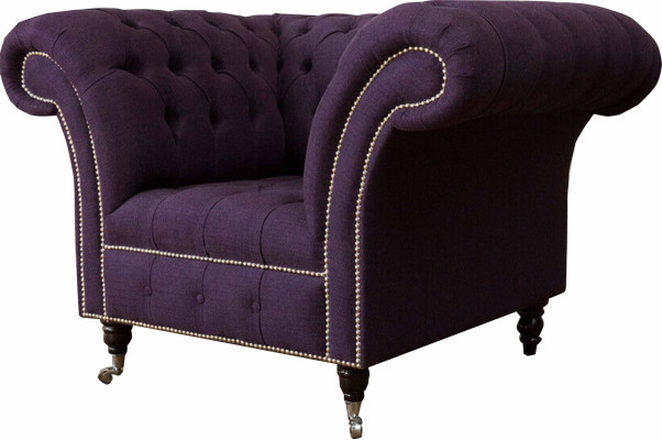 Krēsls vienvietīgs luksuss 1 sēdvieta dizaina audums tekstils lillā krāsā Chesterfield.