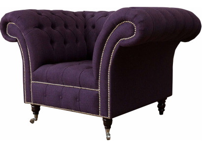 Krēsls vienvietīgs luksuss 1 sēdvieta dizaina audums tekstils lillā krāsā Chesterfield.