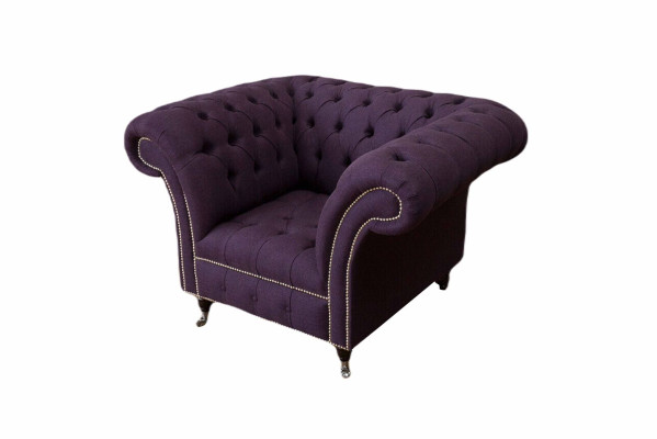 Krēsls vienvietīgs luksuss 1 sēdvieta dizaina audums tekstils lillā krāsā Chesterfield.