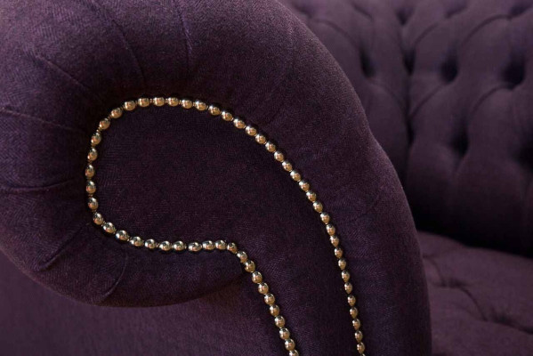 Krēsls vienvietīgs luksuss 1 sēdvieta dizaina audums tekstils lillā krāsā Chesterfield.