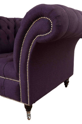 Krēsls vienvietīgs luksuss 1 sēdvieta dizaina audums tekstils lillā krāsā Chesterfield.