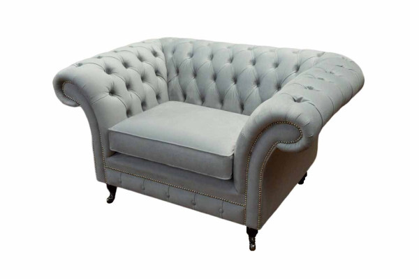 Krēsls apdare dīvāns audums Chesterfield dīvāns 1 sēdvietīgs pelēks