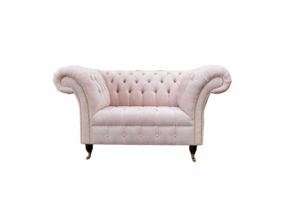 Krēsli Polster Sofa Tekstils Chesterfield Dīvāns 1 Sēdētājs Roza