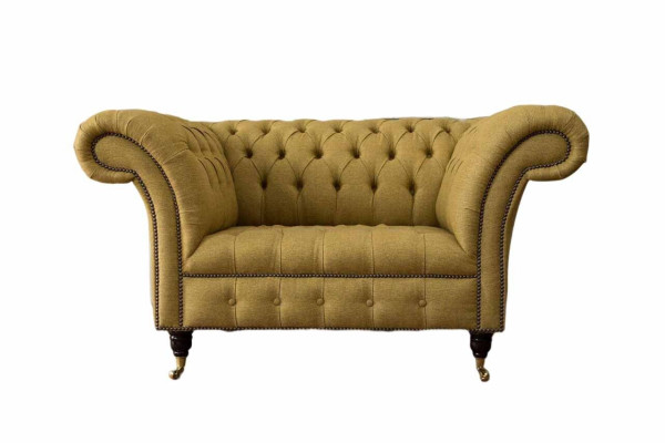 Česterfilda krēsla dizains Polster Sofa Couch Brūns tekstils Mēbeles Jaunas