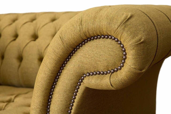 Česterfilda krēsla dizains Polster Sofa Couch Brūns tekstils Mēbeles Jaunas