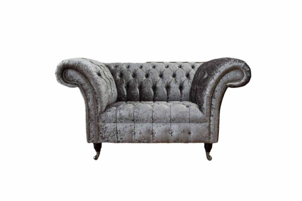 Chesterfield krēsla dizains mīksta dīvāns čība ar chesterfield audumu sudraba krāsā.
