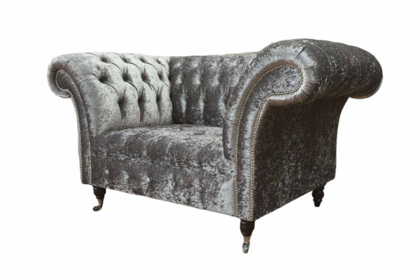 Chesterfield krēsla dizains mīksta dīvāns čība ar chesterfield audumu sudraba krāsā.