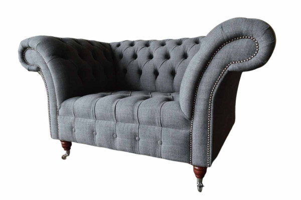 Chesterfield dizaina krēsls pelēks dīvāns luksusa audums kanapejas 1 vieta
