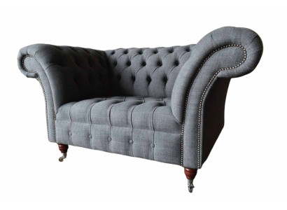 Chesterfield dizaina krēsls pelēks dīvāns luksusa audums kanapejas 1 vieta
