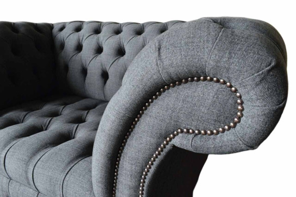 Chesterfield dizaina krēsls pelēks dīvāns luksusa audums kanapejas 1 vieta