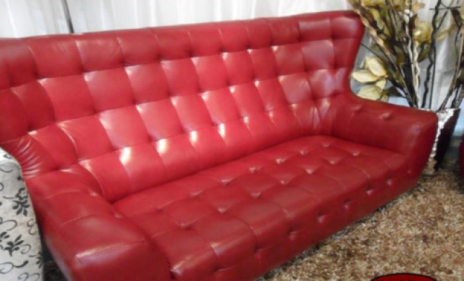 Dīvāngarnitūra Chesterfield, krēsls, dīvāna komplekts 3 gab., ādas dīvāns, sarkans, moderns
