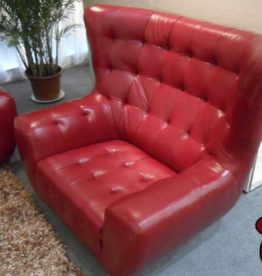 Dīvāngarnitūra Chesterfield, krēsls, dīvāna komplekts 3 gab., ādas dīvāns, sarkans, moderns