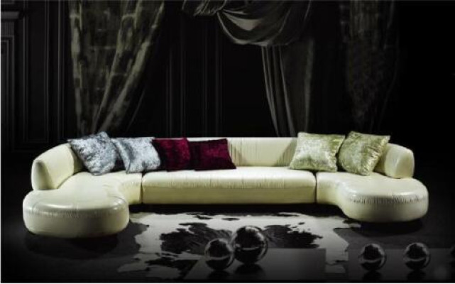 Chesterfield stūra mēbelu U formas dizains, luksusa dīvāns, ādas dīvāns, baltas krāsas moderns.