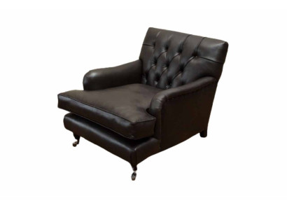 Dizainera krēsls 1-vietīgs brūns ādas un tekstila dīvāns Chesterfield stila