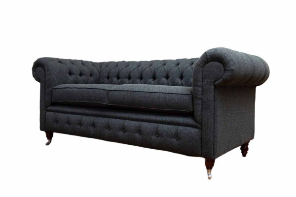 Chesterfield Dīvāns Polster Mēbeles Divvietīgais Dīvāns Dīvāni Audums Pelēks