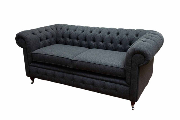 Chesterfield Dīvāns Polster Mēbeles Divvietīgais Dīvāns Dīvāni Audums Pelēks