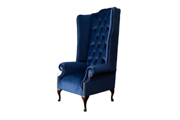 Krēsls Chesterfield Sofa Tekstils Viesistaba Pildspalva Zils Luksuss Austiņkrēsls