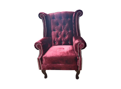 Ohrensessel Chesterfield krēsla samts Sarkanā gultņa 1-Vietīgs Moderns