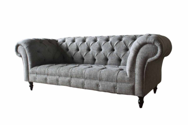 Chesterfield dīvāns Dīvāns Polster 3 sēdvietu dīvāns Sēdvietas sofa Pelēka Jauna