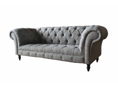 Chesterfield dīvāns Dīvāns Polster 3 sēdvietu dīvāns Sēdvietas sofa Pelēka Jauna