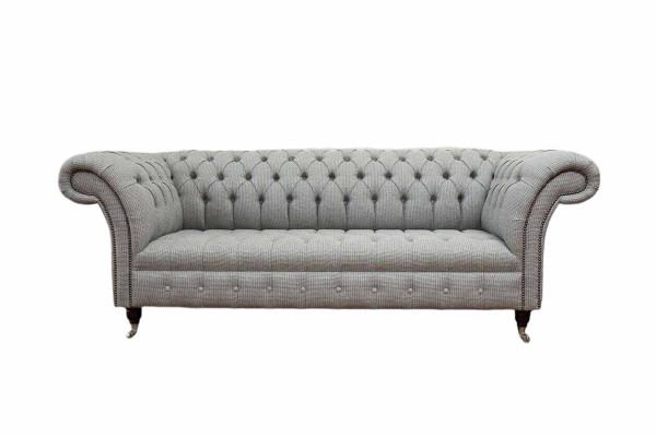 Chesterfield 3 vietu griestu dīvāns Pelēks dizaina dīvāns polster sofam dīvāns