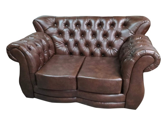 Skaŗņu Chesterfield Luxus dīvāns 2 sēdvietas dīvāns Brūns ādas dīvāns Couchen