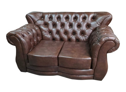 Skaŗņu Chesterfield Luxus dīvāns 2 sēdvietas dīvāns Brūns ādas dīvāns Couchen