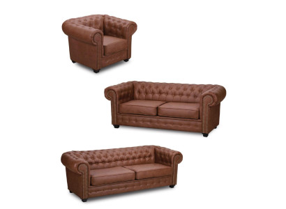 Sofa komplekts Chesterfield 3+2+1 Dzīvojamā istaba Mēbeles Dīvāns komplekts Audums Tekstils.